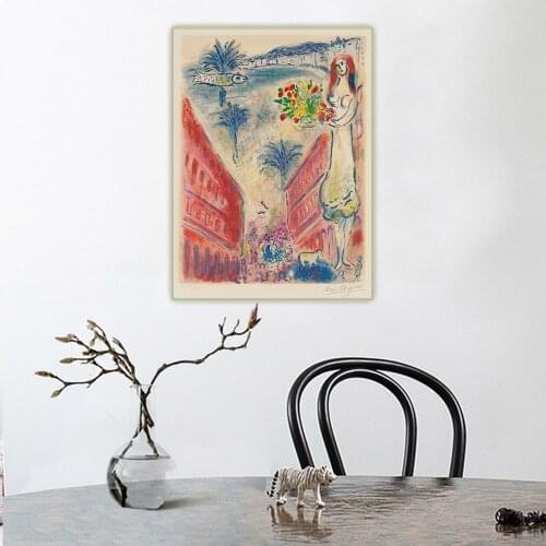 Canvas Oil Painting Marc Chagall"Avenue De La Victoire At Nice"Surrealism Aesthetic Jewish Culture Poetic Home Decor