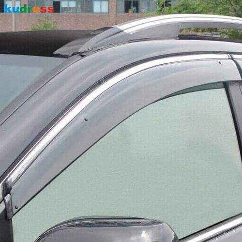 For Honda CR-V CRV 2017-2019 Car Window Visor Sun Guard Rain Vent Deflector Shield Accessories With Side-Silver Chromed Trims