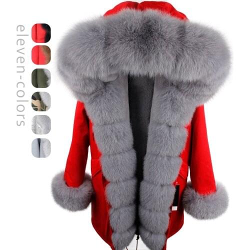 Camouflage Winter Jacket Women Outwear Thick Parkas Natural Real Fox Fur Collar Coat ODDFOX Brand