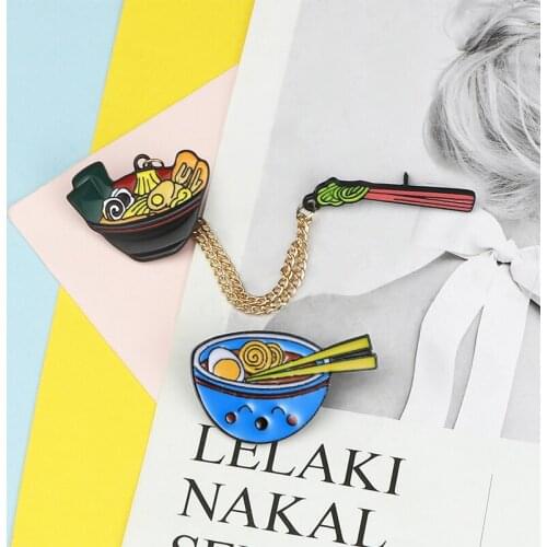 Cartoon Japanese Style Ramen Brooch Smile Bowl Noodles Badges Custom Enamel Pins Bag Clothes Lapel Pin Fashion Food Jewelry Gift