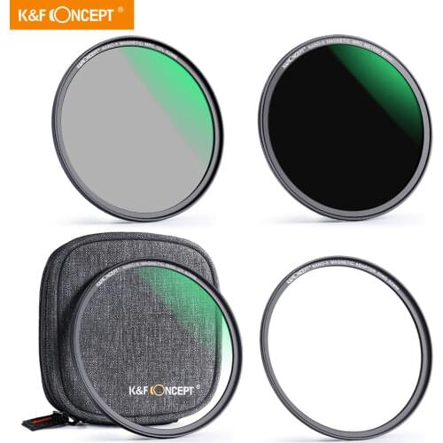 K&F Concept Magnetic Filter MCUV+CPL+ND1000 Filter Kit anti-reflection green film with magnetic attachment ring and case bag