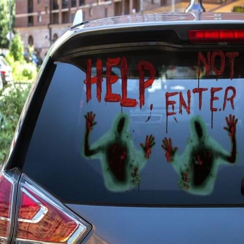 HELP DO NOT ENTER Haunted House Giant Bloody Eerie Door Window Sticker Poster Halloween Party Decoration Suppliers