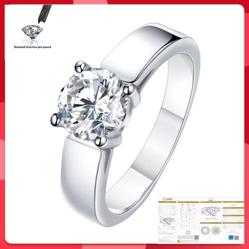 Original 925 Sterling Silver High Quality Concise Ring Wedding Anniversary D Color VVS 0.5CT 1CT Mens Moissanite Ring