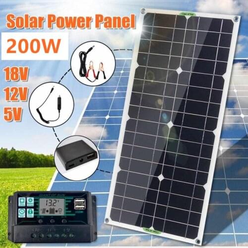 200W Solar Panel Outdoor Power Supply Quick Battery Charger Board w/ 10A 20A 30A MPPT Controller USB & Type-C Port for iphone12