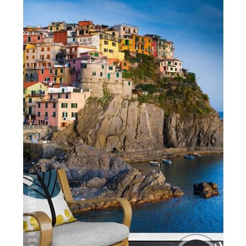 Custom 3D large mural,beautiful seaside resort scenery papel de parede ,The kitchen cafe cake shop children bedroom wall paper