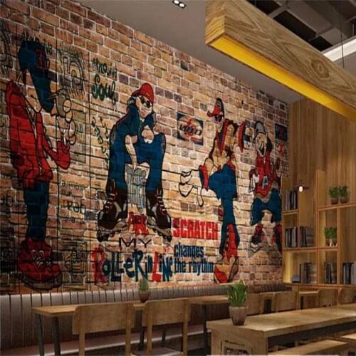 Custom wallpaper hip hop art street graffiti nostalgic catering KTV background wall decoration - high quality silk fabric