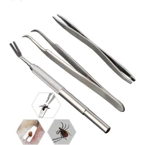 Cat Grooming Supply Stainless Steel Tick Removal Tool Three-piece Dog Lice Clip Cat Flea Tweezers Small Grate Clip Pet Supply
