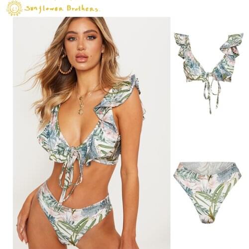 2021 New Swimsuit Split Swimsuit Womens Bikini Set Bikini Bikini Swim Suit High Waist Bikini Cup she Swimwear 2 Piece
