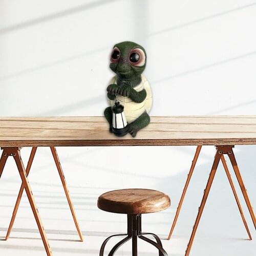 Garden Statue Front Door Patio Cute Turtle Holding Lantern Sculpture Backyard Figurine Arts Miniature for Indoor Outdoor