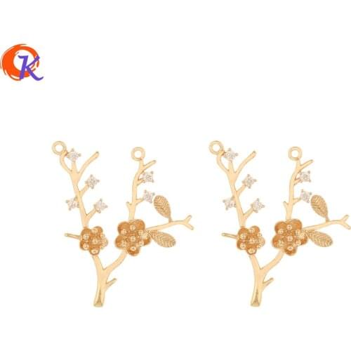 Cordial Design 50Pcs 24*31MM Jewelry Accessories/CZ Pendant/Flower Shape/Earring Findings/DIY Jewelry Making/Hand Made/Charms