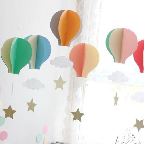 1pc Party Decoration Colorful Paper Hot Air Balloon With Clouds Wedding Decor Kids Birthday Party Baby Shower Home Supplies