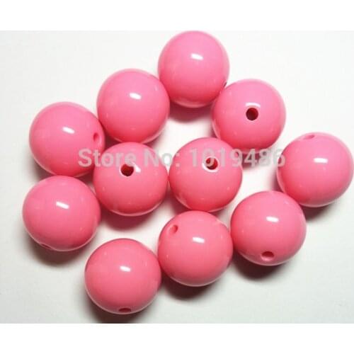 Choose size) 6mm/8mm/10mm/12mm/14mm/16mm/18mm/25mm soft hot pink color Acrylic Solid Beads for Necklace Jewelry