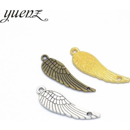 YuenZ 10pcs 3 color Antique bronze wing Charm fit for Bracelets Necklace Pendant DIY Metal Jewelry 30*10mm D408