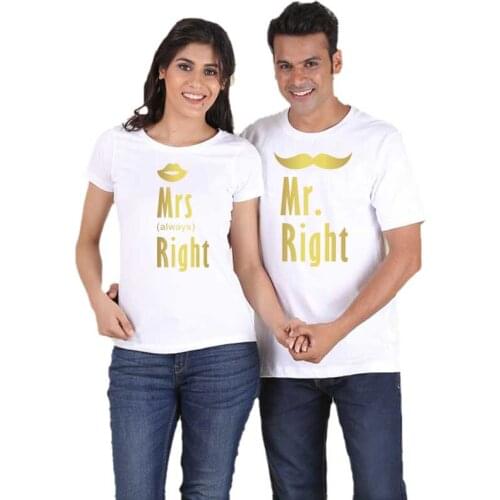 Husband Wife Summer T Shirt Love Korean Style Letter Women Men Tops Tee Mr. Mrs. Right Couple Matching T Shirt for Lovers