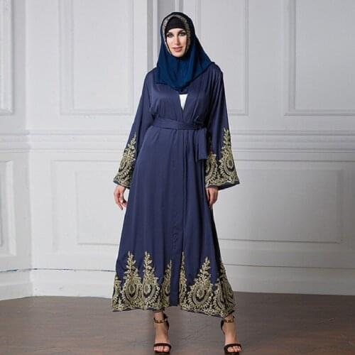 Womens clothing muslim dresses muslim gown loose dresses S-5XL plus size womens dresses muslim clothing arab robe GOLD LACE