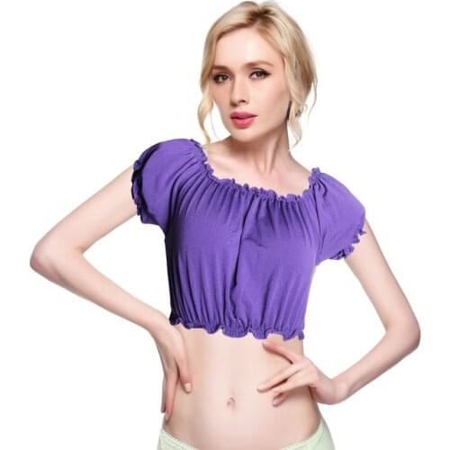 Women crop top belly dance costume belly dance practice clothes Sexy training wear belly dancing Top dance lesson short tops