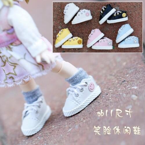1/12 BJD Shoes Smiley sneakers Ob11 Dolls Shoes Fit For obitsu11 , cu-poche,GCS ,1/12 bjd Dolls Accessories toys gift