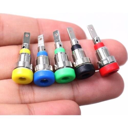 10PCS 2mm Banana Jack Socket Panel Mount Red/Green/Yellow/Blue/Black Binding Post Nut Plug Jack Connector