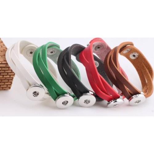 20pcs/lot mix 5colors braided woven leather snap Bracelets Fit 18mm ginger Snap Buttons jewelry Free Ship ginger snap jewelry