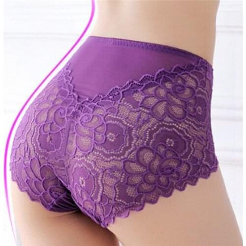 New Womens Underwear Transparent Sexy Lace Hollow Grid Seamless High Waist Solid Color Womens Underwear