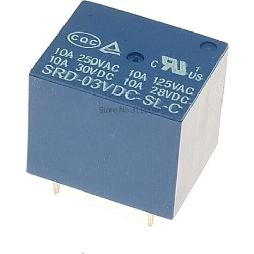 5PCS/LOT SRD-03VDC-SL-C SRD-03 5 Pins 3V 10A DC Coil PCB Relay