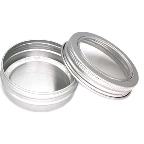 50PCS 30ML empty window cosmetic round aluminum box storage box nail bead container portable cosmetic cream metal pot pot box