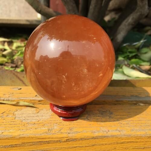 60mm Natural Citrine Calcite Quartz Crystal Sphere Ball Healing Gemston