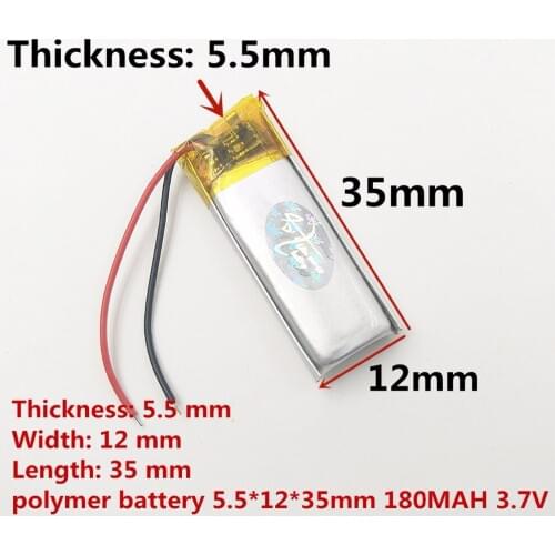 Free shipping)Polymer lithium ion battery 180mAh 3.7V 551235 can be customized wholesale CE FCC ROHS quality certification