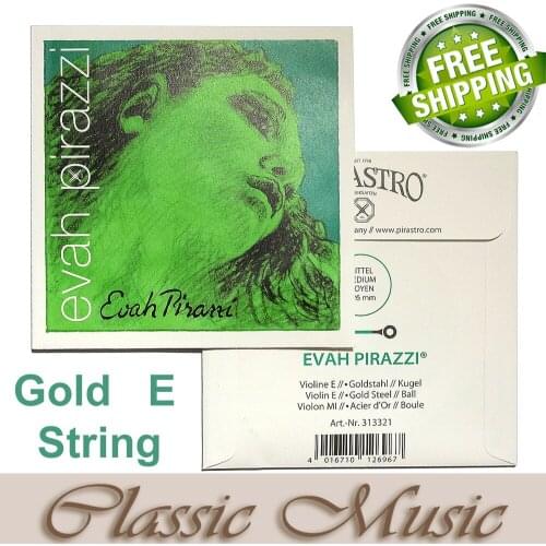 Free shipping ,Evah Pirazzi Violin String,Gold E String(313321), Ball End made in Germany 4/4