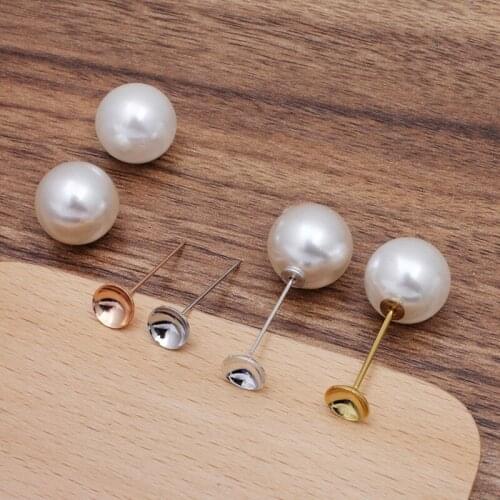 50 Pieces/Lot 28mm Pins For Brooch Base Imitation Pearls 8mm Cabochon Base Bead Cap Brooch Needle Jewelry Findings