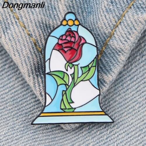 LT960 Beauty and the Beast Rose Flower Collection Enamel Lapel Pin Badge Pins Clothes Backpack Decoration Jewelry Accessories