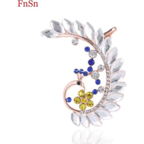 Fnsn 2017 New Arrivals Fashion Earrings Jewelry Gold Colour Crystal Clip Earrings For Women Animal Zinc Alloy Clip Earrings Hot