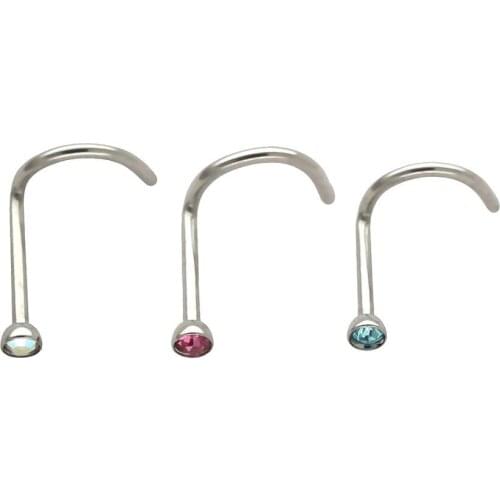 JHJT New Fashion Cartilage Nose Studs G23 Titanium Multicolor Cubic Zirconia Nose Ring Nose Piercing Body Jewelry