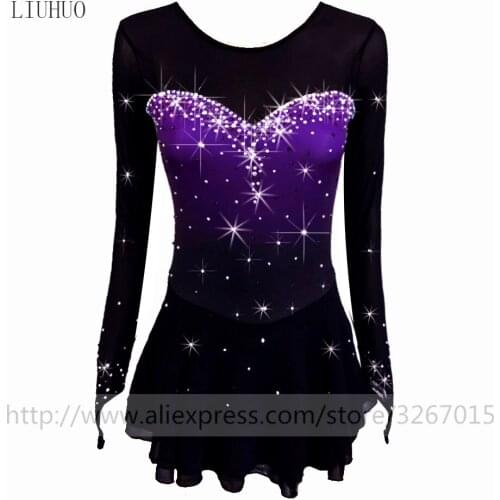 LIUHUO Figure Skating Dress Womens Girls' Ice Skating performance Rhythmic gymnastics competition Dance Leotard Costume Purple