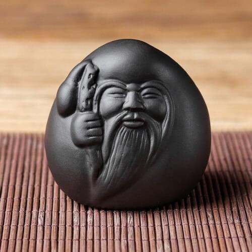 Maitreya Figurine Tea Tray Accessories Creative Laughing Buddha Statue Tea Pet Purple Clay Ornament Longevity God Tea Pet