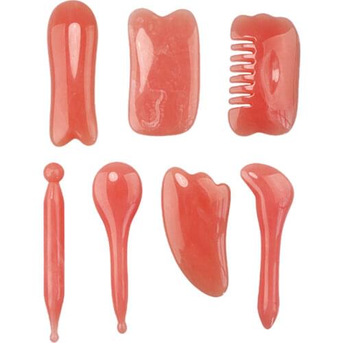 7PCS/Set SPA Massage Beeswax Gua sha Scraping Massage Scraper Face Massager Acupuncture Resin Guasha Board Massager for face