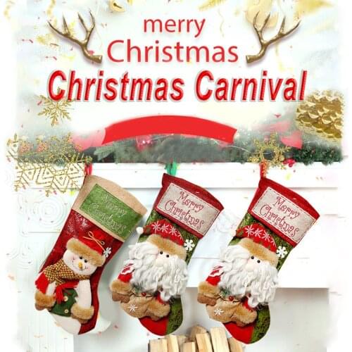 Christmas Candy Gift Socks Bags Beads Christmas Santa Claus Snowman Santa Candy Bag Noel Xmas Gift Socks Decorations Wholesale