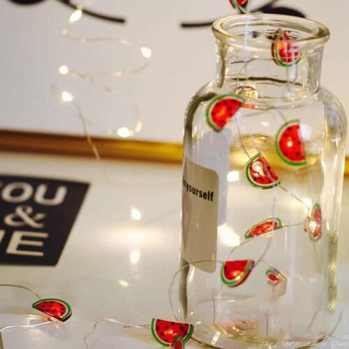 Summer Cute Fairy LED Hanging Lights Watermelon String Fairy Light for Christmas Party Patio Bedroom Kids Room Home Decoration