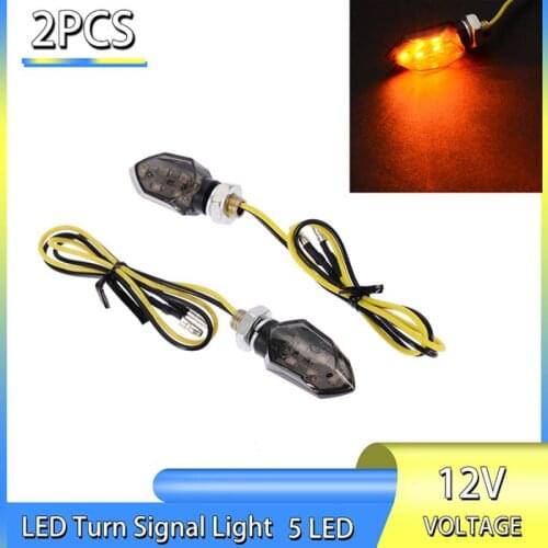 Treyues 2pcs Mini Universal Motorcycle LED Turn Signal Indicators Light Amber Blinker Led Motorbike Super Bright Lamp
