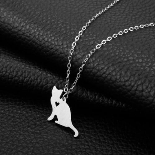 Fashion Animal Cat Silver Color Stainless Steel Pendant Necklace Simple Cute Charm Kitten Lucky Chain For Women Girls Jewelry