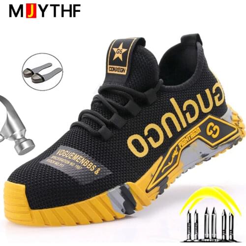 Fashion Sports Shoes Work Boots Puncture-Proof Safety Shoes Men Steel Toe Shoes Security Protective Shoes Indestructible