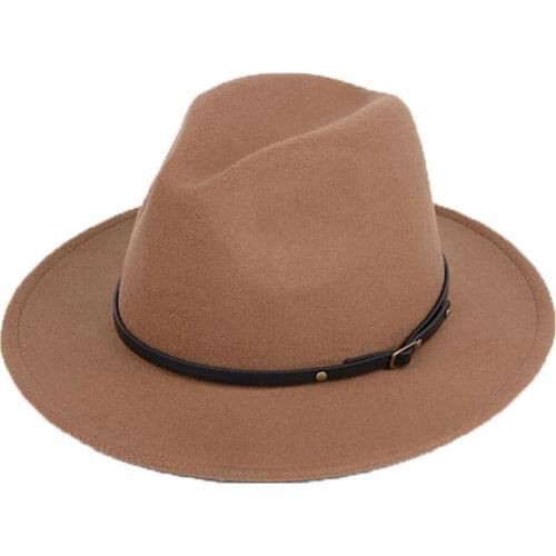 Brand New Belt Buckle Men & Women Formal Cowboy Hat Woolen Felt Fedora Hats Panama Jazz Hat Outback Fedoras Hat