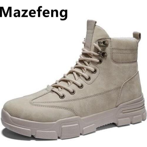 New Mens Ankle Boots for Men Elegant Comfort Sneakers Classic Men Boots Man Casual Shoes Tooling Boots Military Male Work Shoes