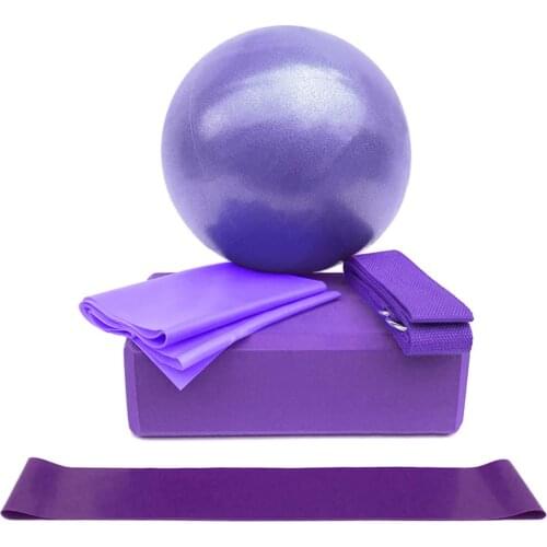 5pcs Yoga Equipment Set Yoga Ball Yoga Block Stretch Band Resistance Band Starter Kit Stretching Aid Gym Pilates Fitness