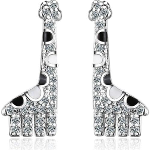 New Korean style simple personality creative sweet and lovely public wild giraffe shape silver plated stud earrings WE110