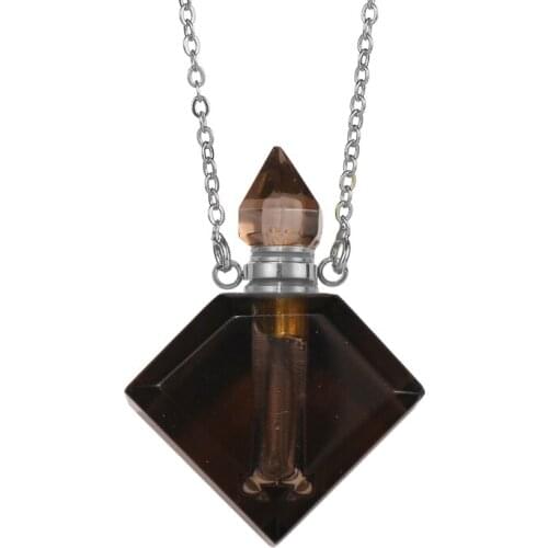 SHINYGEM Hot Sale Perfume Bottle Pendant Square Handmade Jewelry Making Crystal Necklace Elegant Fashion Simple Style For Women