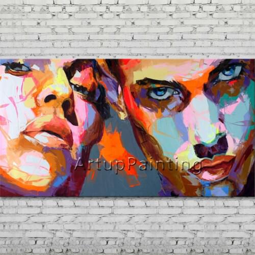 Palette knife portrait Face Oil painting Character figure canva Hand painted Francoise Nielly wall Art picture for living room25