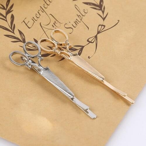 Personal Shears shape Hair clip Fashion Headdress Metal scissors Hair Clip Ladies hair accessories gold silver Hairpin Barrette