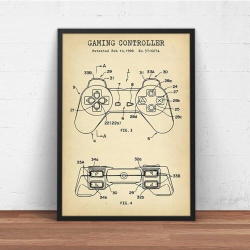 Poster Game Controller Blueprint Canvas Boy Gift Decoration Wall Art Painting