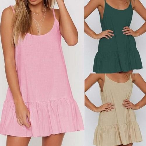 White Spaghetti Strap Dresses Off Shoulder 2021Women Summer Dress Shift Dress Ruffle Sexy Sundress Mini Cotton Linen Vestidos